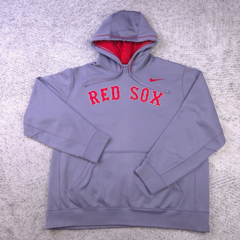Boston Red Sox Hoodie Mens XL Nike Sweatshirt Stitched Logo Fleece Gray